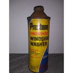 Vintage PRESTONE Windshield Washer Anti-Freeze & Cleaner EMPTY Tin Can 16 oz